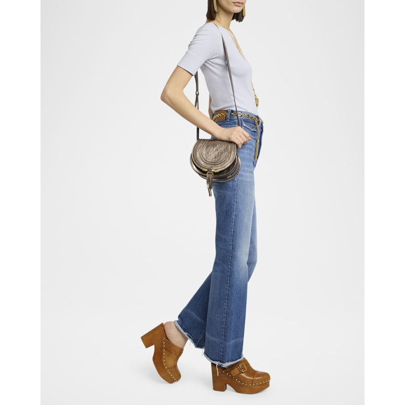 Bolsa Crossbody Marcie Small Saddle in Metallic