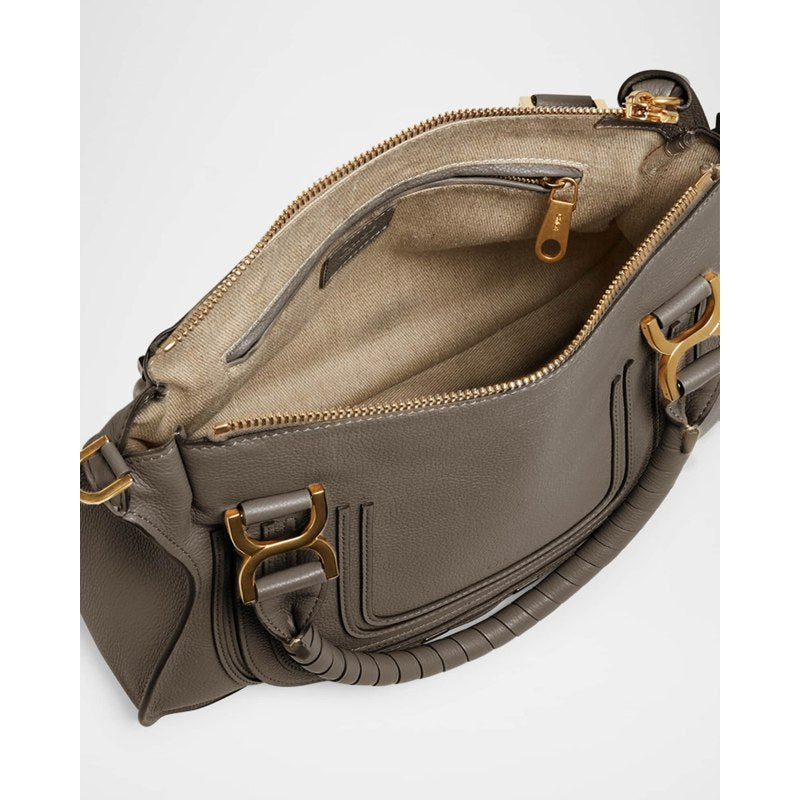 Bolsa Shoulder Marcie Small Double Carry Satchel in Shiny Calfskin