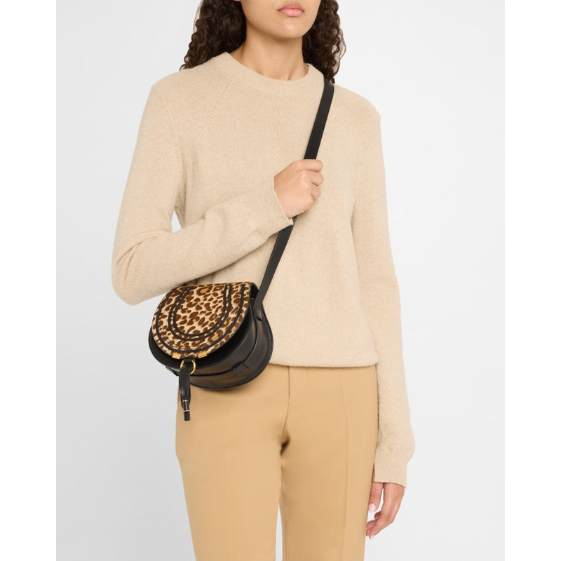 Bolsa Crossbody Marcie Small in Leopard-Print Calf Hair