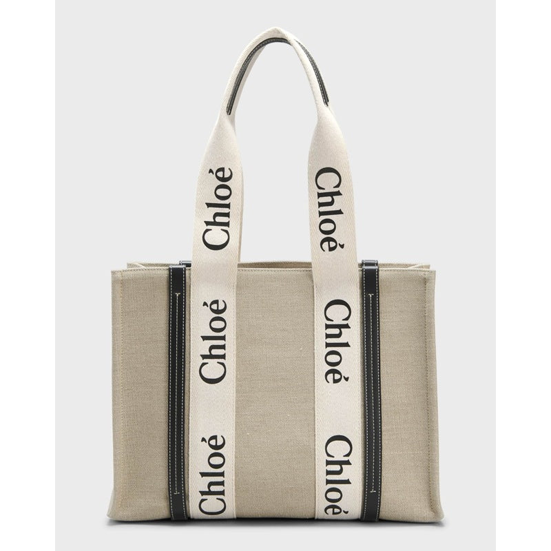Bolsa Shopper Woody Medium with Logo Webbing in Canvas