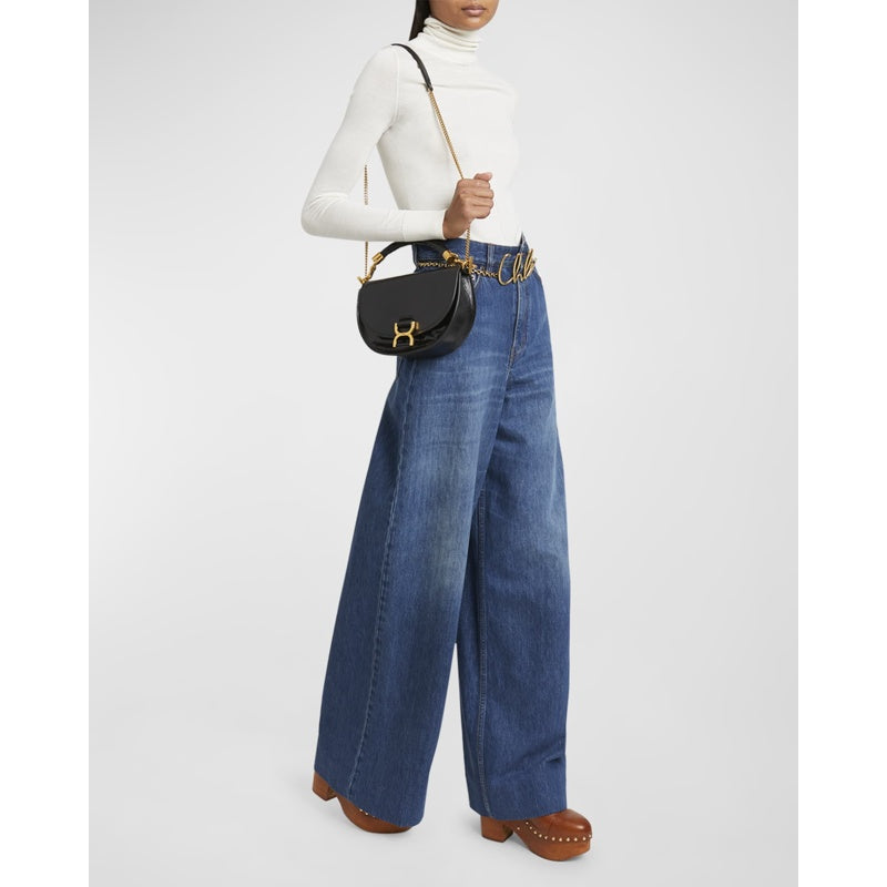 Bolsa Shoulder Marcie Flap in Shiny Calfskin