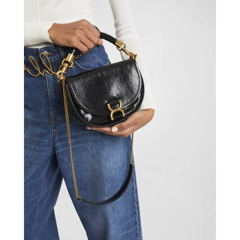 Bolsa Shoulder Marcie Flap in Shiny Calfskin