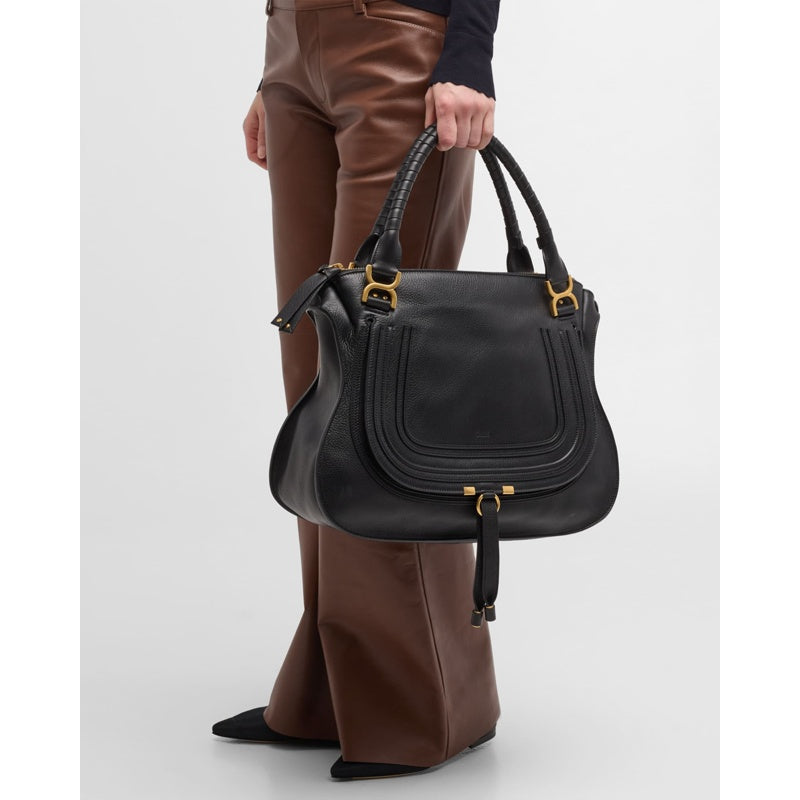 Bolsa Shoulder Marcie Large Double Carry Satchel in Grained
