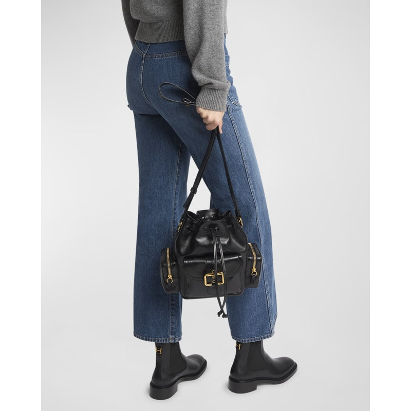 Bolsa Bucket Camera in Shiny Calfskin