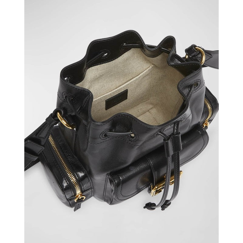 Bolsa Bucket Camera in Shiny Calfskin