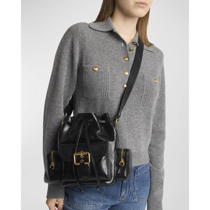 Bolsa Bucket Camera in Shiny Calfskin