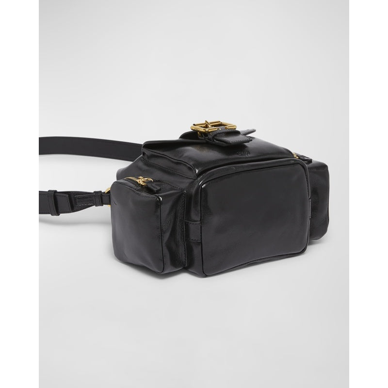 Bolsa Bucket Camera in Shiny Calfskin