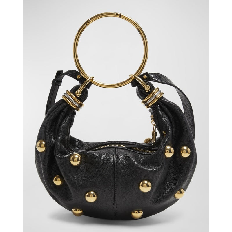 Bolsa Shoulder Bracelet Mini Studded in Grained Calfskin