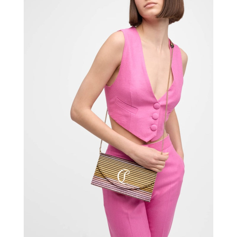 Bolsa Crossbody Loubi54 on Chain in Strass Crepe Satin