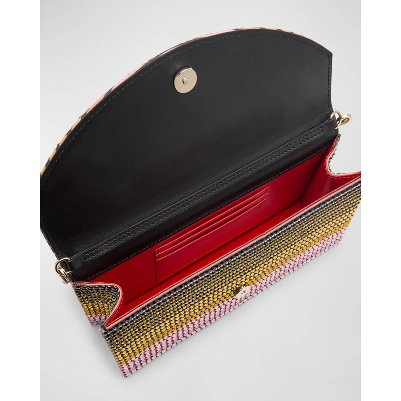 Bolsa Crossbody Loubi54 on Chain in Strass Crepe Satin