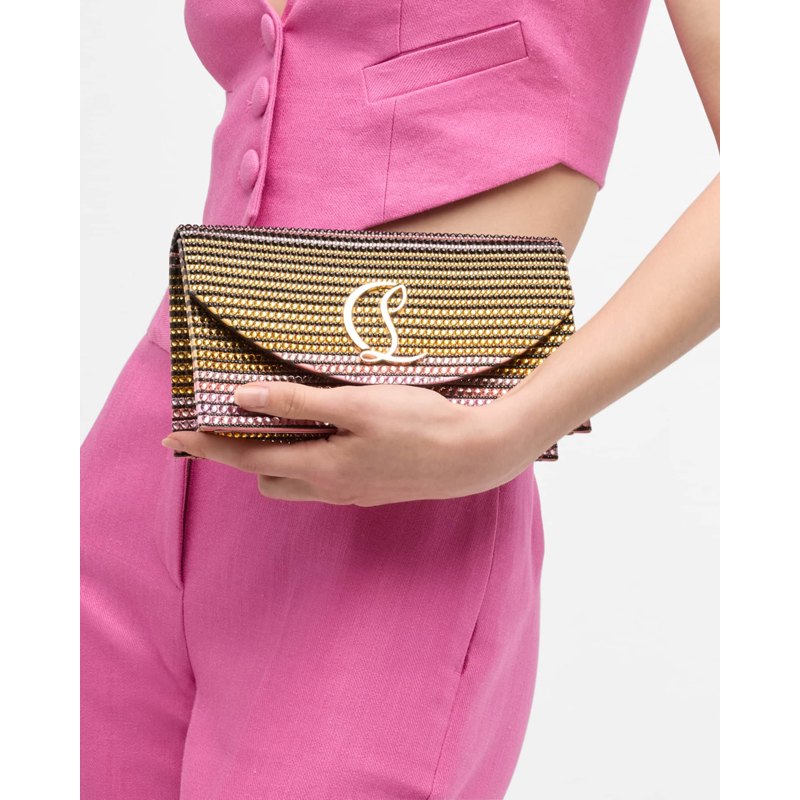 Bolsa Crossbody Loubi54 on Chain in Strass Crepe Satin