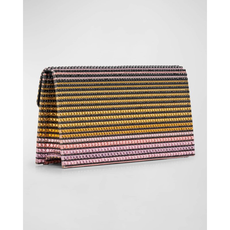 Bolsa Crossbody Loubi54 on Chain in Strass Crepe Satin
