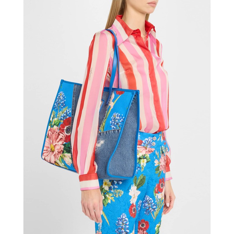 Bolsa Shopper Floral Denim