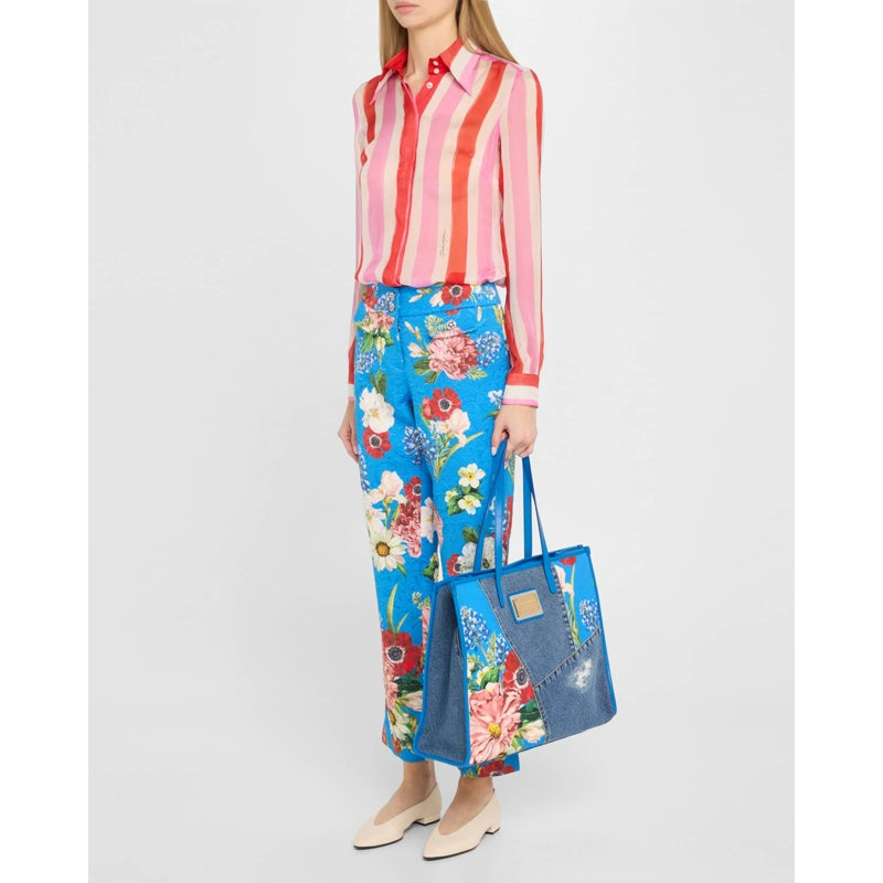 Bolsa Shopper Floral Denim