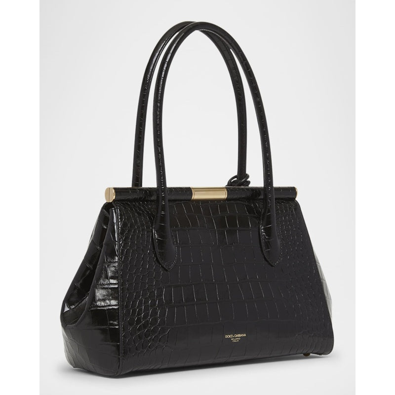 Bolsa Handle Marlene Charm Croc-Embossed