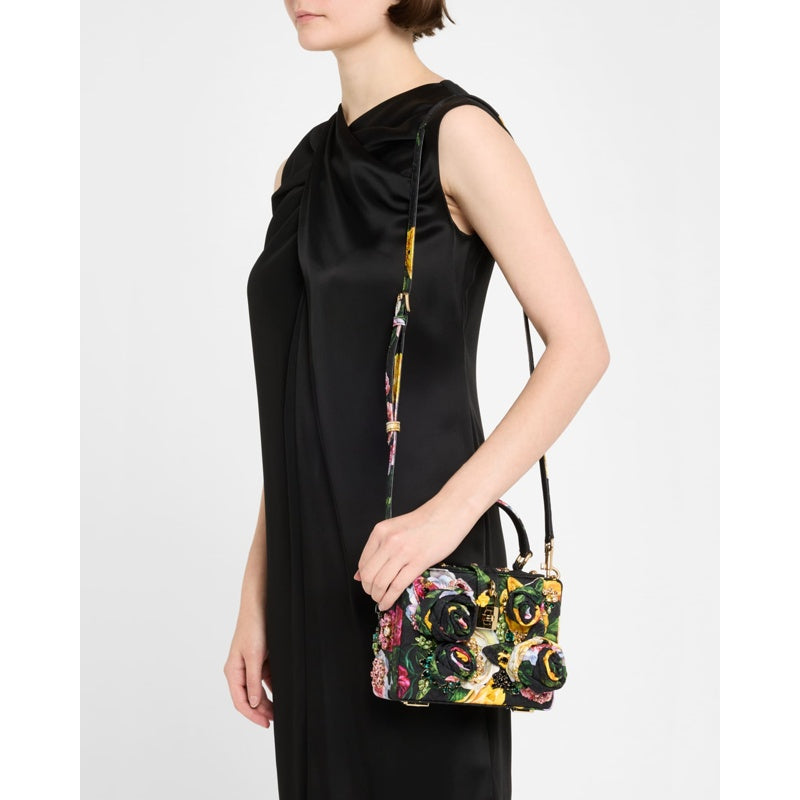 Bolsa Handle Flower Brocade Embellished Box