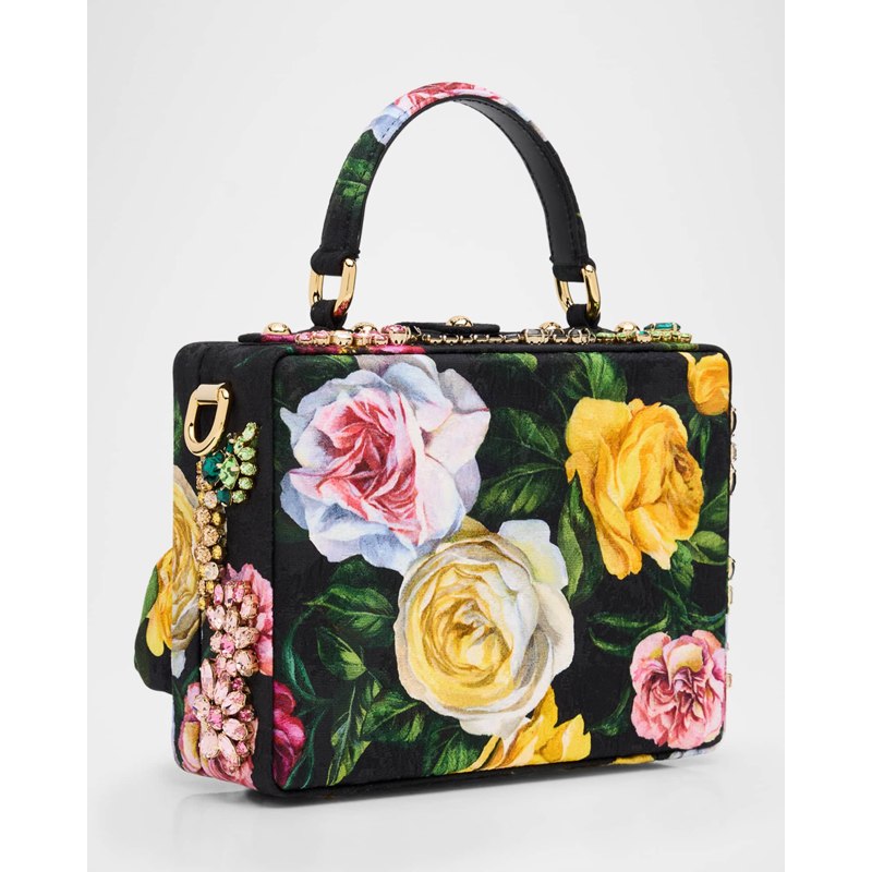Bolsa Handle Flower Brocade Embellished Box