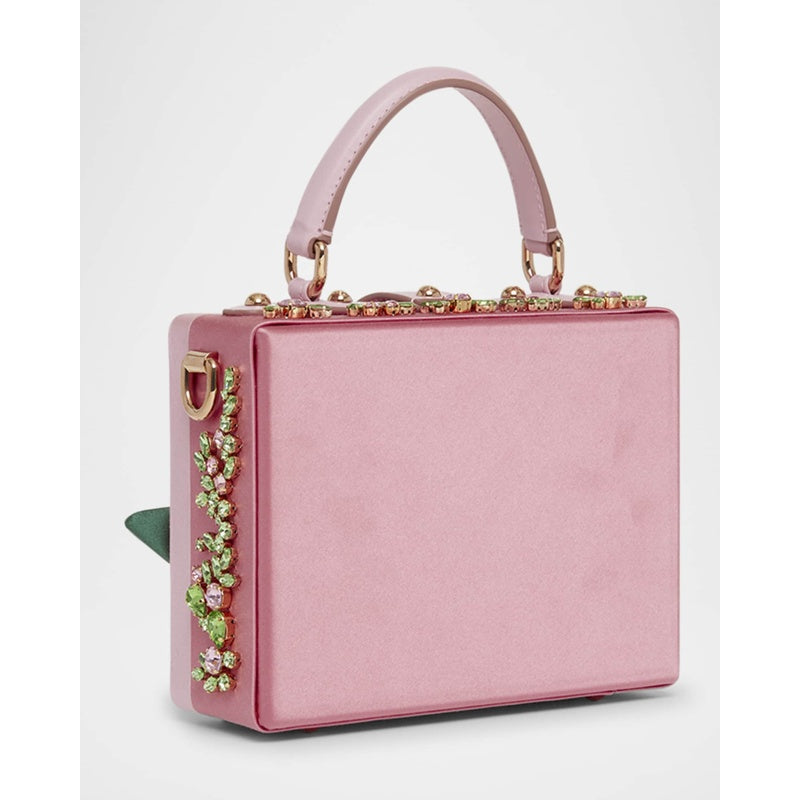 Bolsa Handle Floral Embellished Satin Box