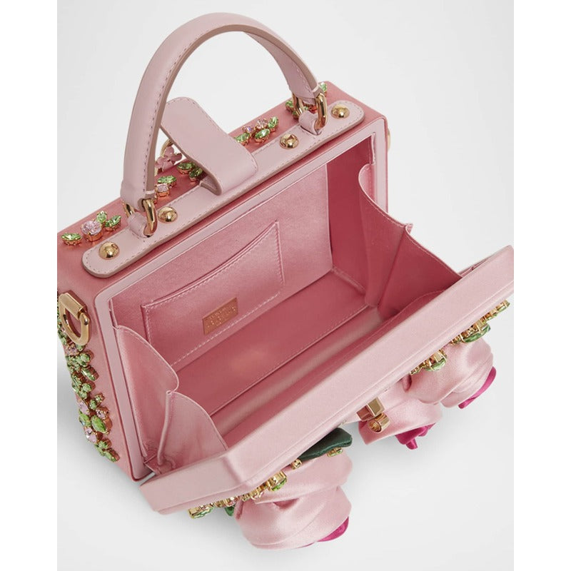 Bolsa Handle Floral Embellished Satin Box