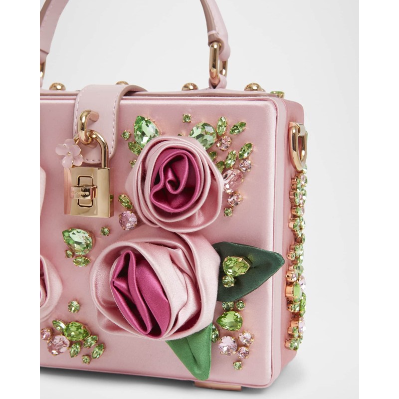 Bolsa Handle Floral Embellished Satin Box
