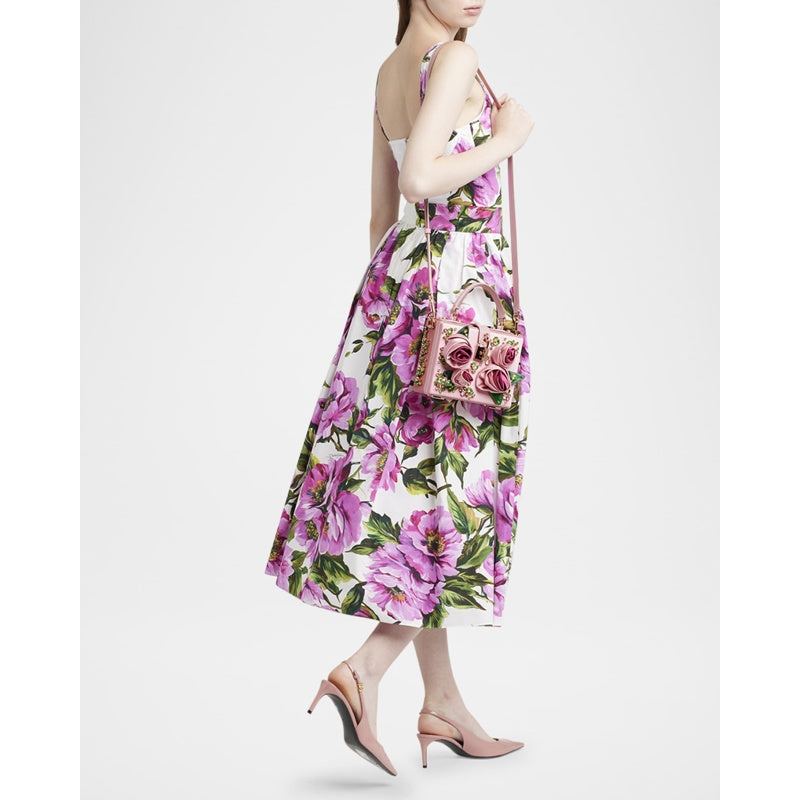 Bolsa Handle Floral Embellished Satin Box