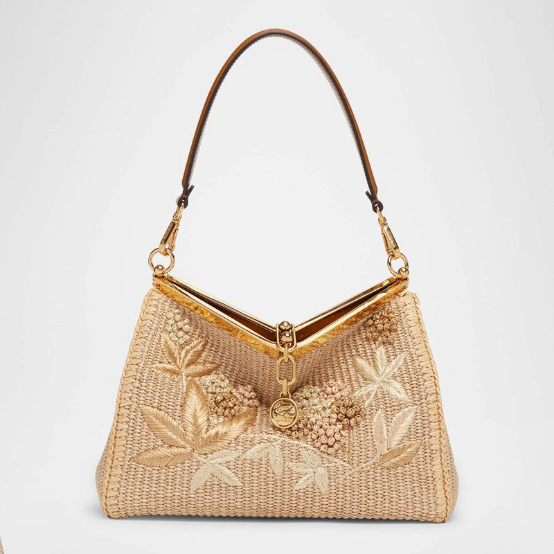 Bolsa Shoulder Vela Embroidered Raffia - Mercado de Luxo - O Maior E-Commerce de Bens, Produtos e Serviços de Luxo do Brasil.