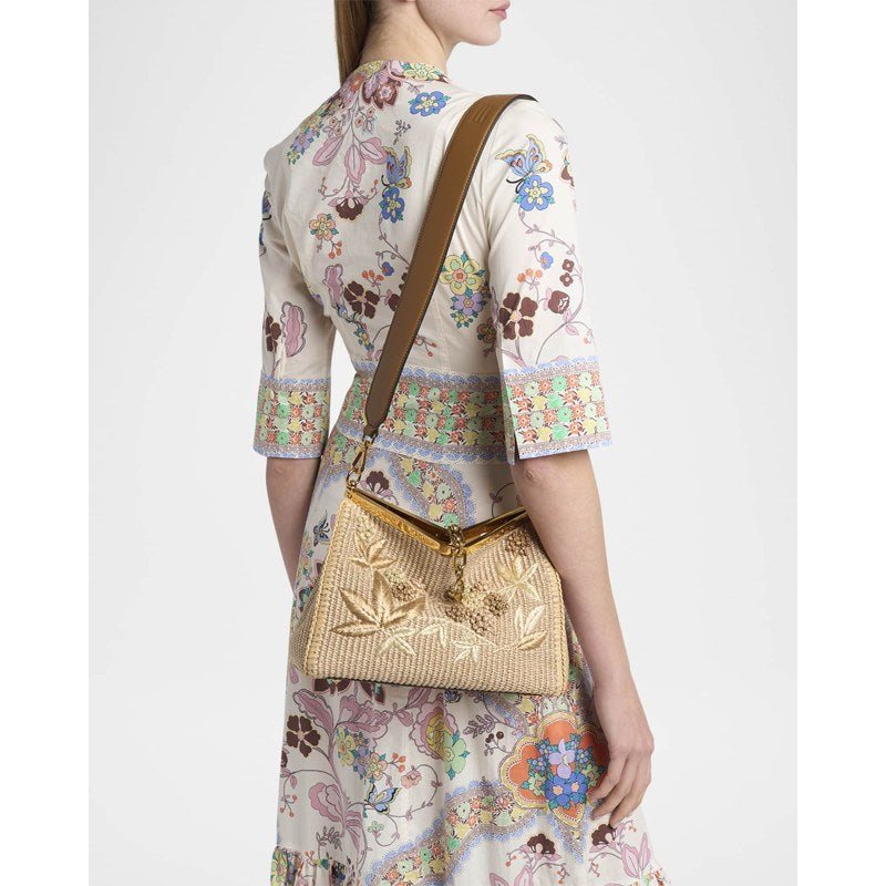 Bolsa Shoulder Vela Embroidered Raffia