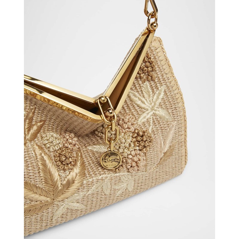 Bolsa Shoulder Vela Embroidered Raffia