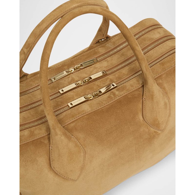 Bolsa Handle Star Triple Zip Suede
