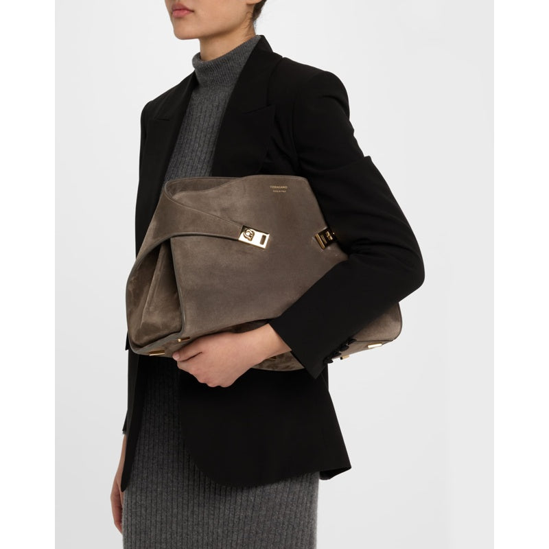 Bolsa Shoulder Medium Hug Soft Suede Bicolor