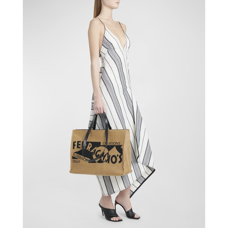 Bolsa Shopper F Signature Raffia