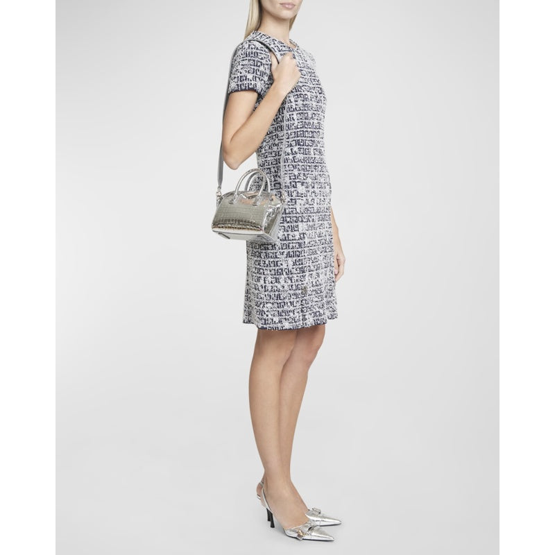 Bolsa Shoulder Antigona Toy  in Metallic Croc-Embossed