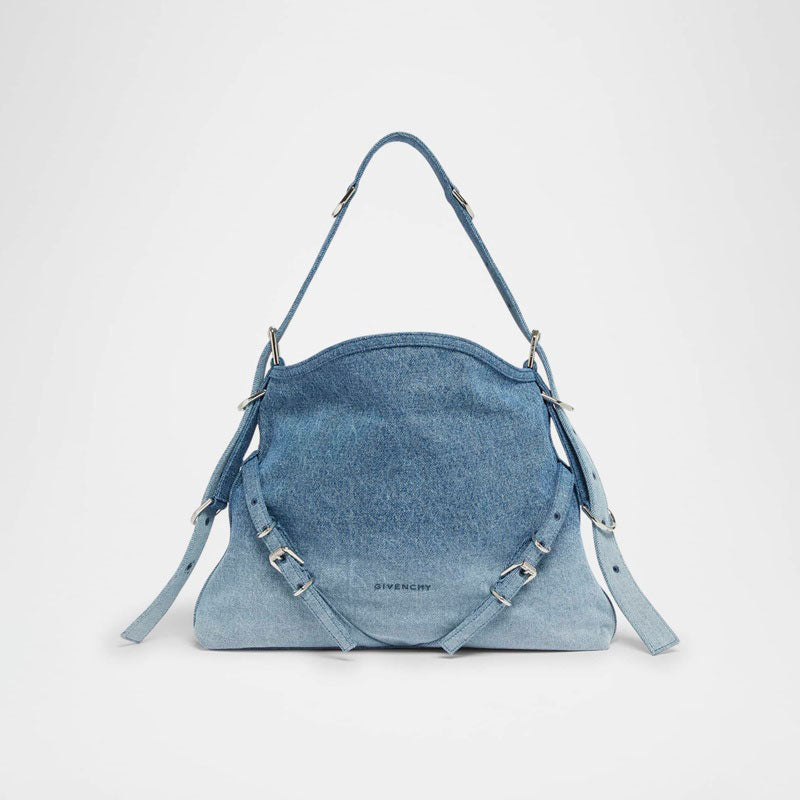 Bolsa Shoulder Voyou Medium in Faded Denim - Mercado de Luxo - O Maior E-Commerce de Bens, Produtos e Serviços de Luxo do Brasil.