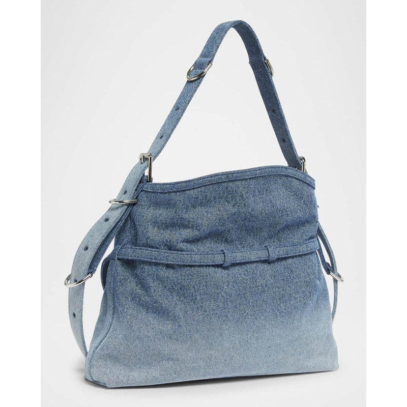 Bolsa Shoulder Voyou Medium in Faded Denim