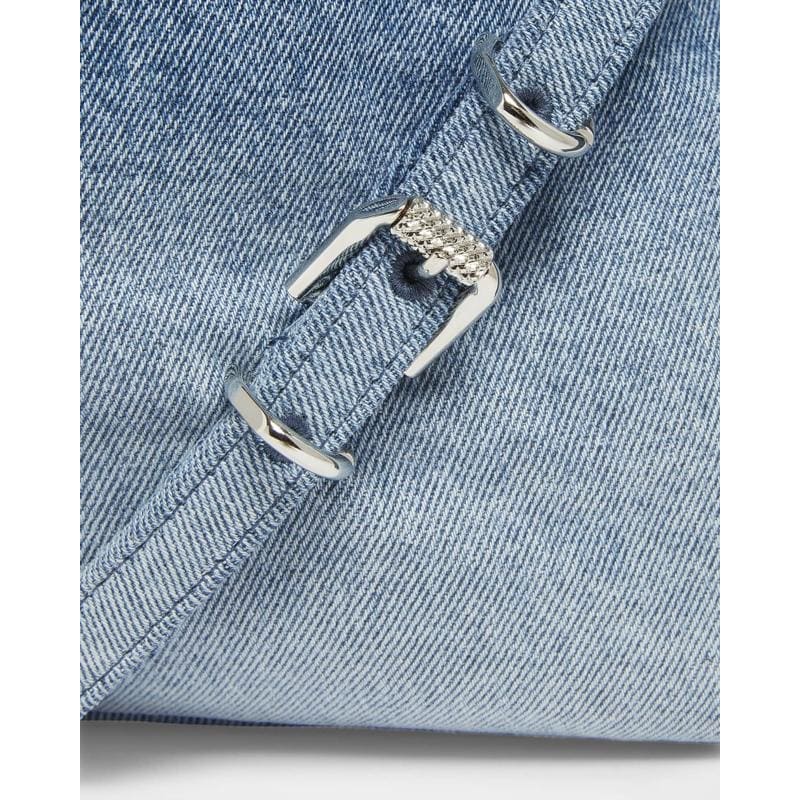 Bolsa Shoulder Voyou Medium in Faded Denim