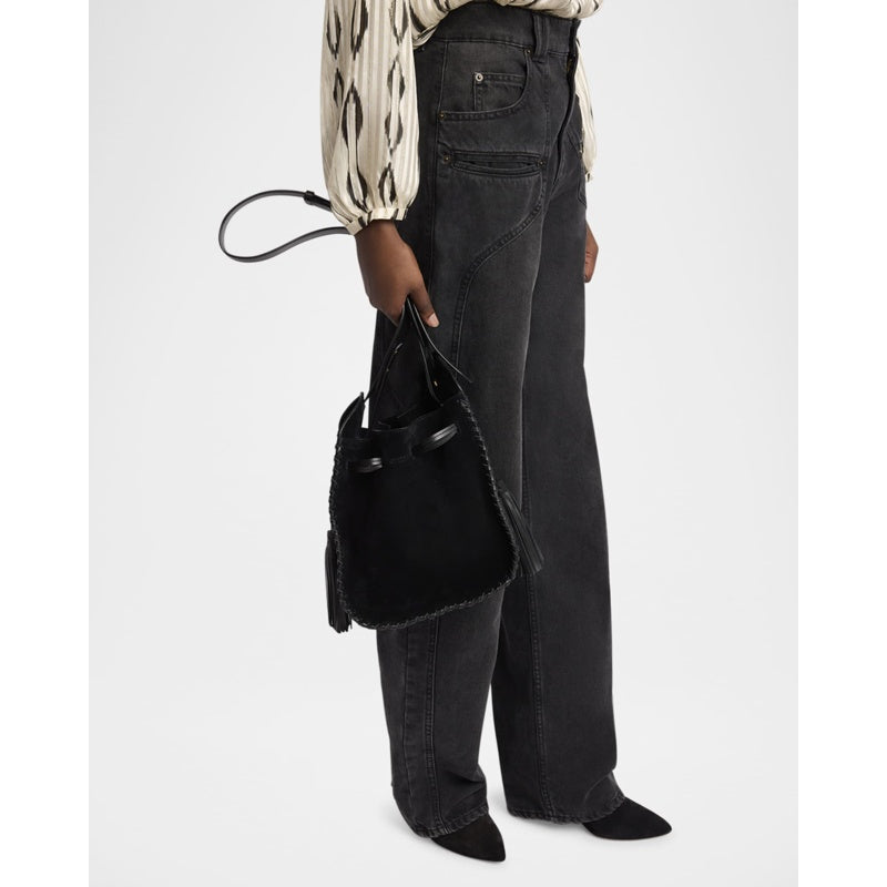 Bolsa Bucket Silao Braided Tassel Suede