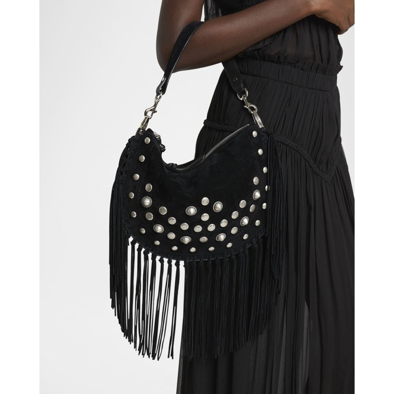 Bolsa Shoulder Oskan Kanao Studded Fringe Suede