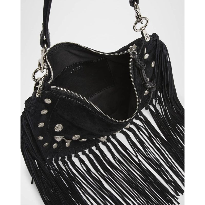 Bolsa Shoulder Oskan Kanao Studded Fringe Suede