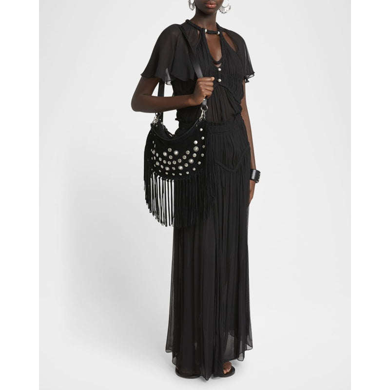 Bolsa Shoulder Oskan Kanao Studded Fringe Suede