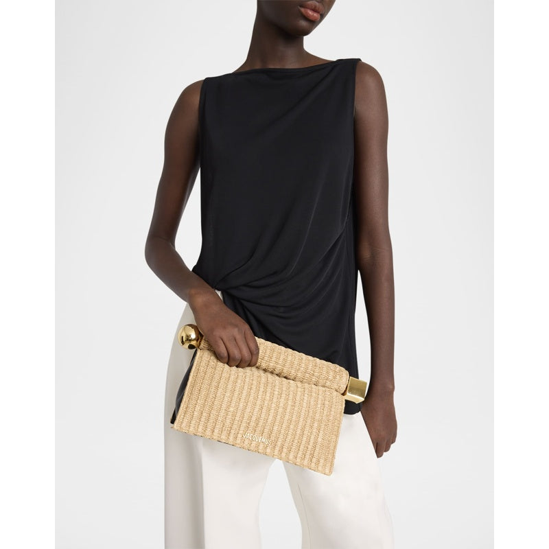 Bolsa Beach La Pochette Rond Raffia