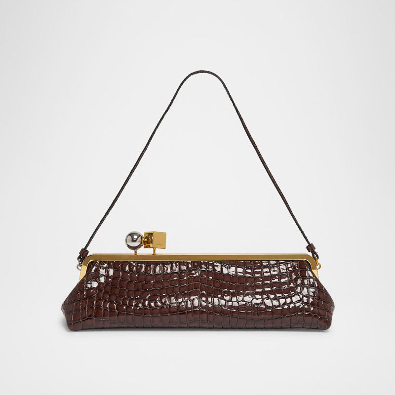 Bolsa Shoulder La Pochette Salon Patent Croc-Embossed - Mercado de Luxo - O Maior E-Commerce de Bens, Produtos e Serviços de Luxo do Brasil.