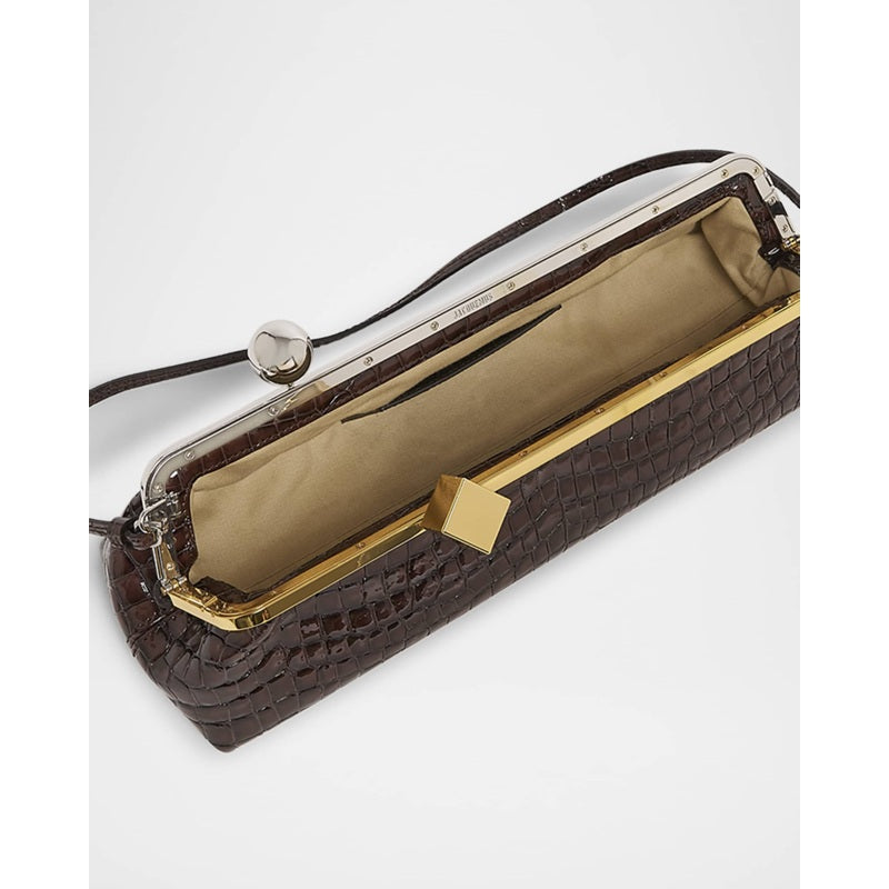 Bolsa Shoulder La Pochette Salon Patent Croc-Embossed