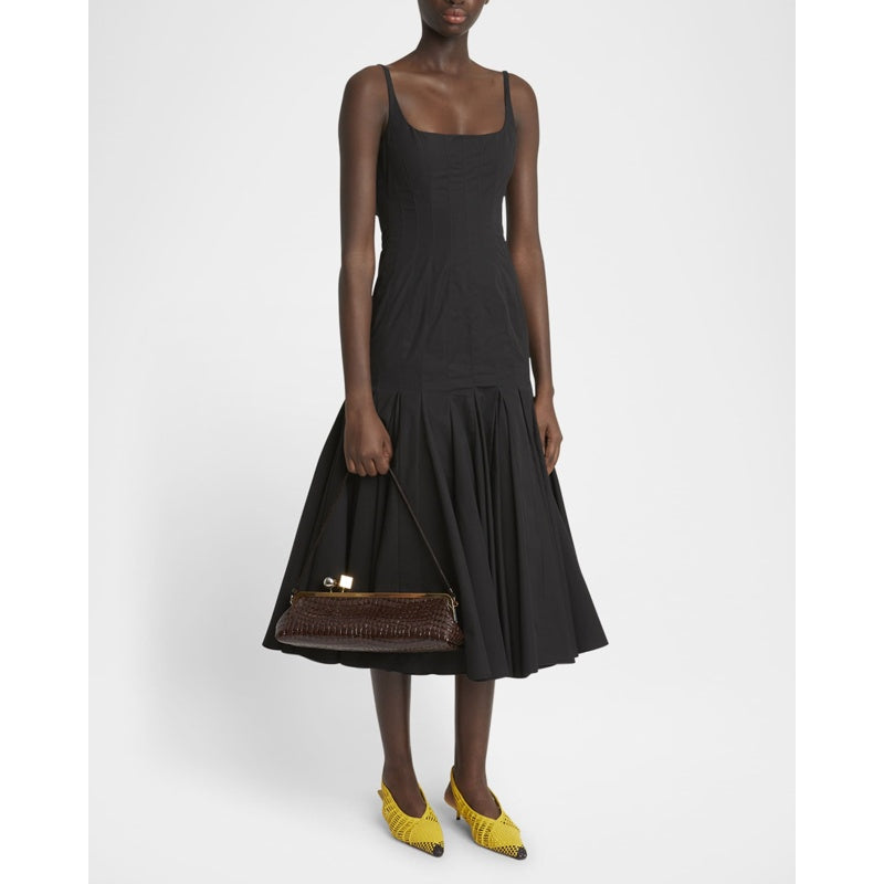 Bolsa Shoulder La Pochette Salon Patent Croc-Embossed