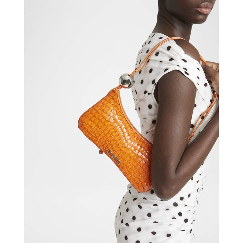 Bolsa Shoulder Le Bisou Perle Patent Croc-Embossed