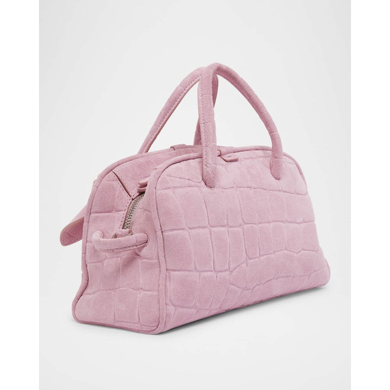 Bolsa Handle Le Petit Turismo Croc-Embossed Suede Bowling