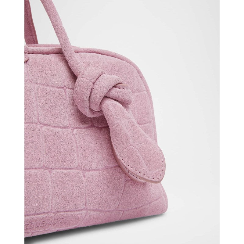 Bolsa Handle Le Petit Turismo Croc-Embossed Suede Bowling