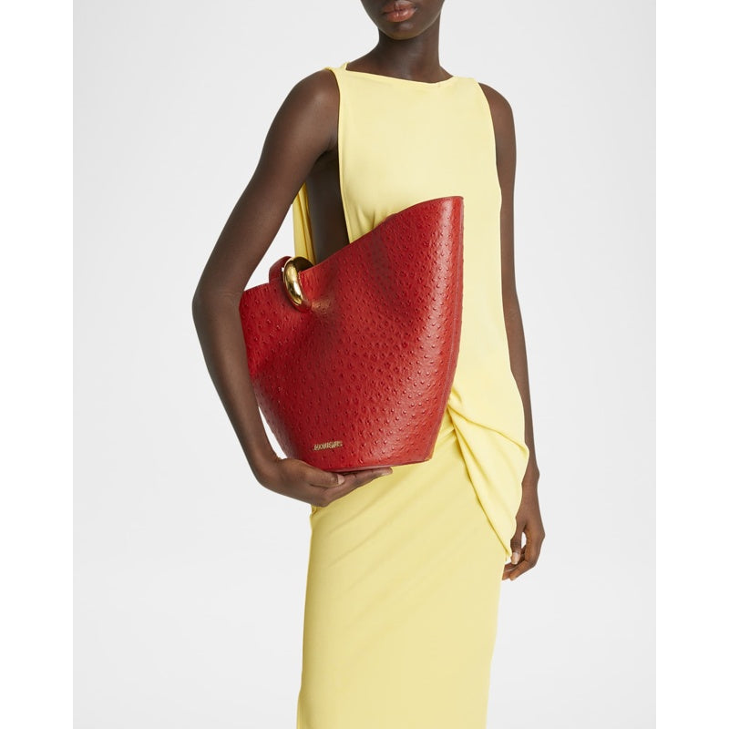 Bolsa Shopper Le Bambola Moyen Ostrich-Embossed