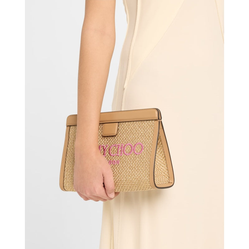 Bolsa Beach Avenue Metallic Raffia Pouch
