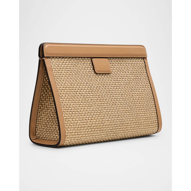 Bolsa Beach Avenue Metallic Raffia Pouch