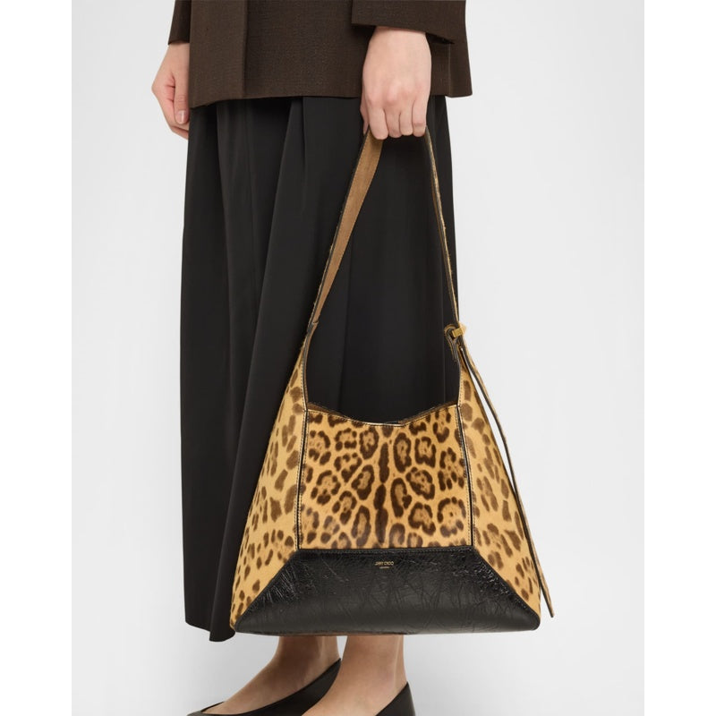 Bolsa Shoulder Diamond Leopard Calf Hair